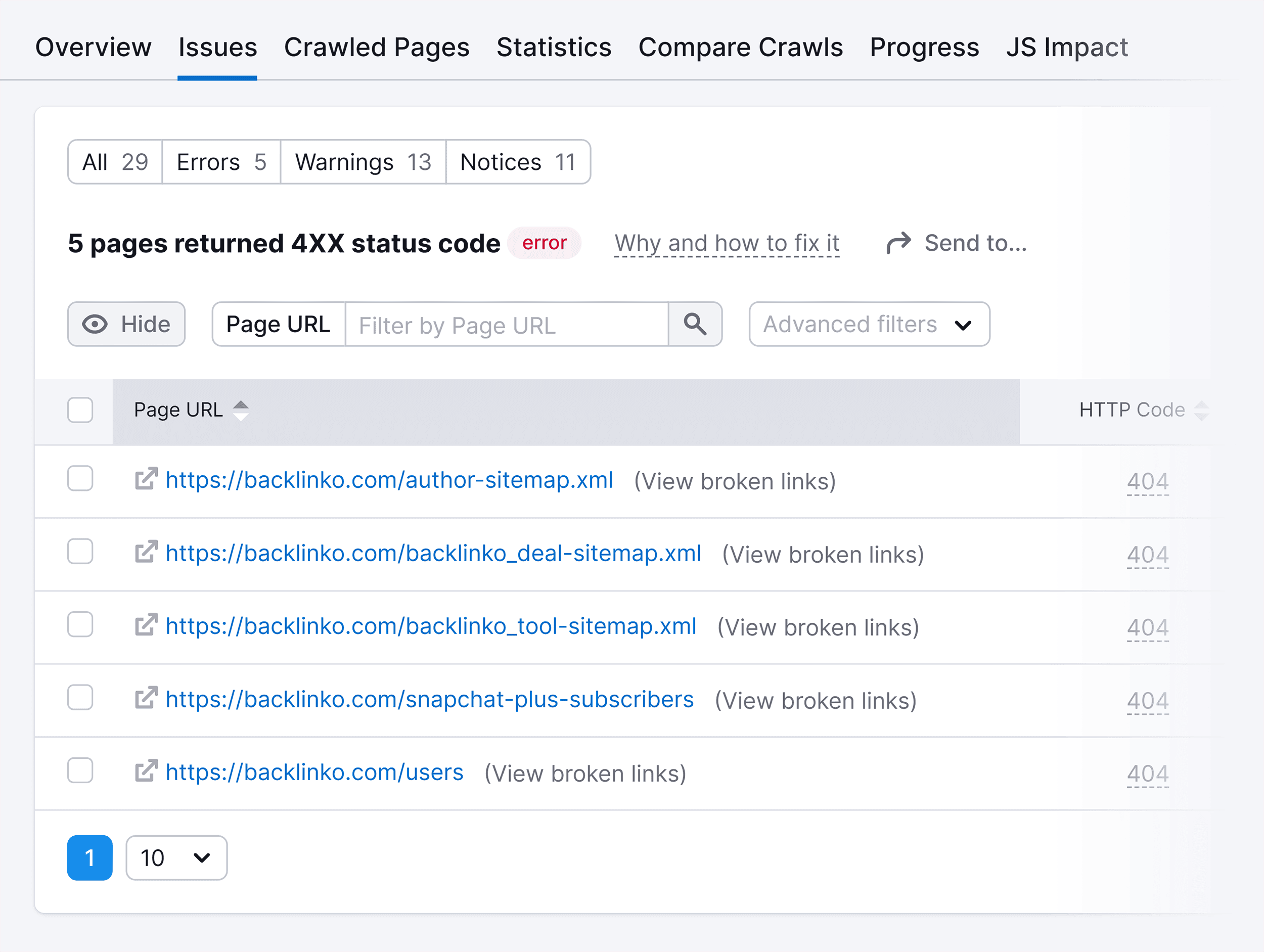 Site Audit – Issues – Details