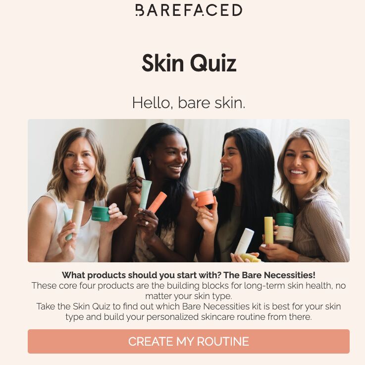 How Mid-funnel Content Can Be Your Secret SEO Weapon | Barefaced's skin quiz