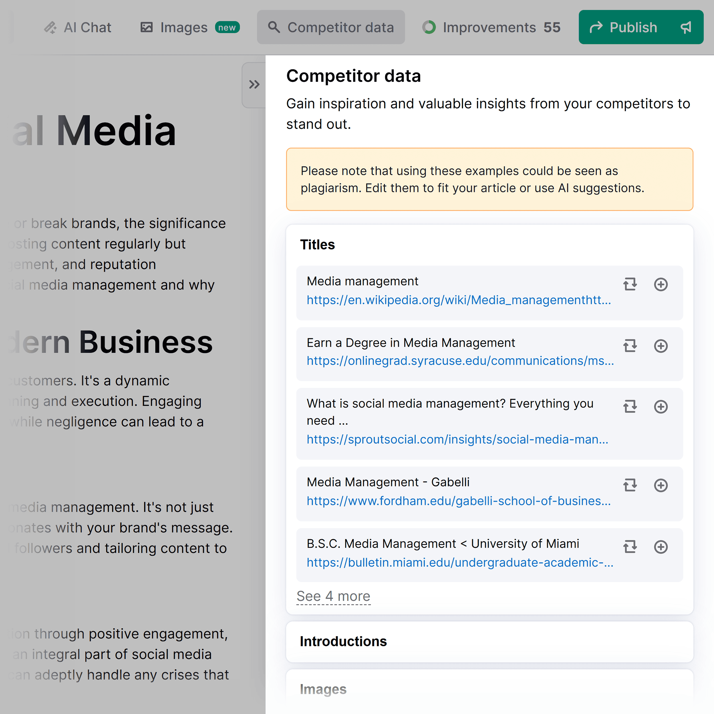 ContentShake – Competitor data