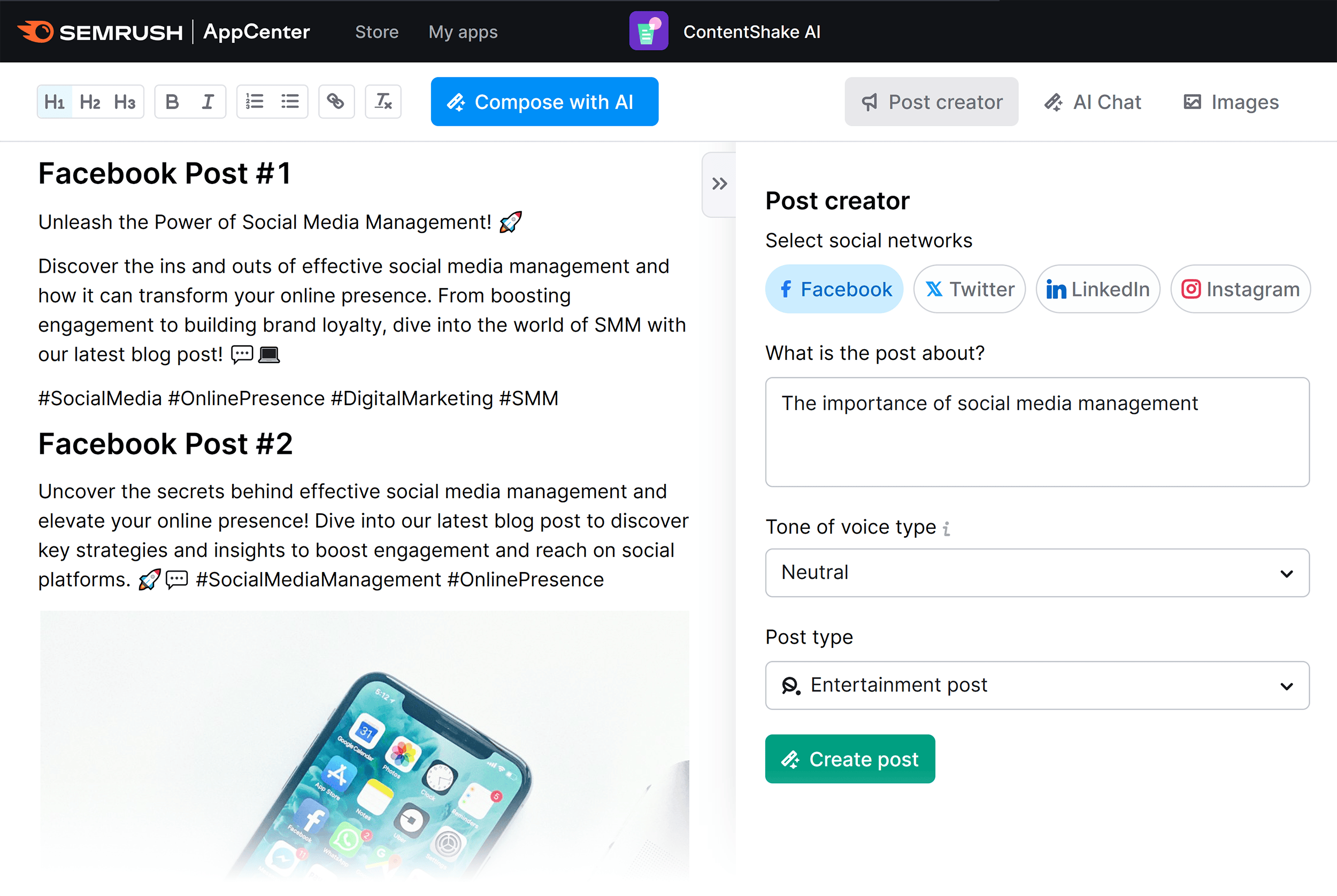 ContentShake – Facebook post