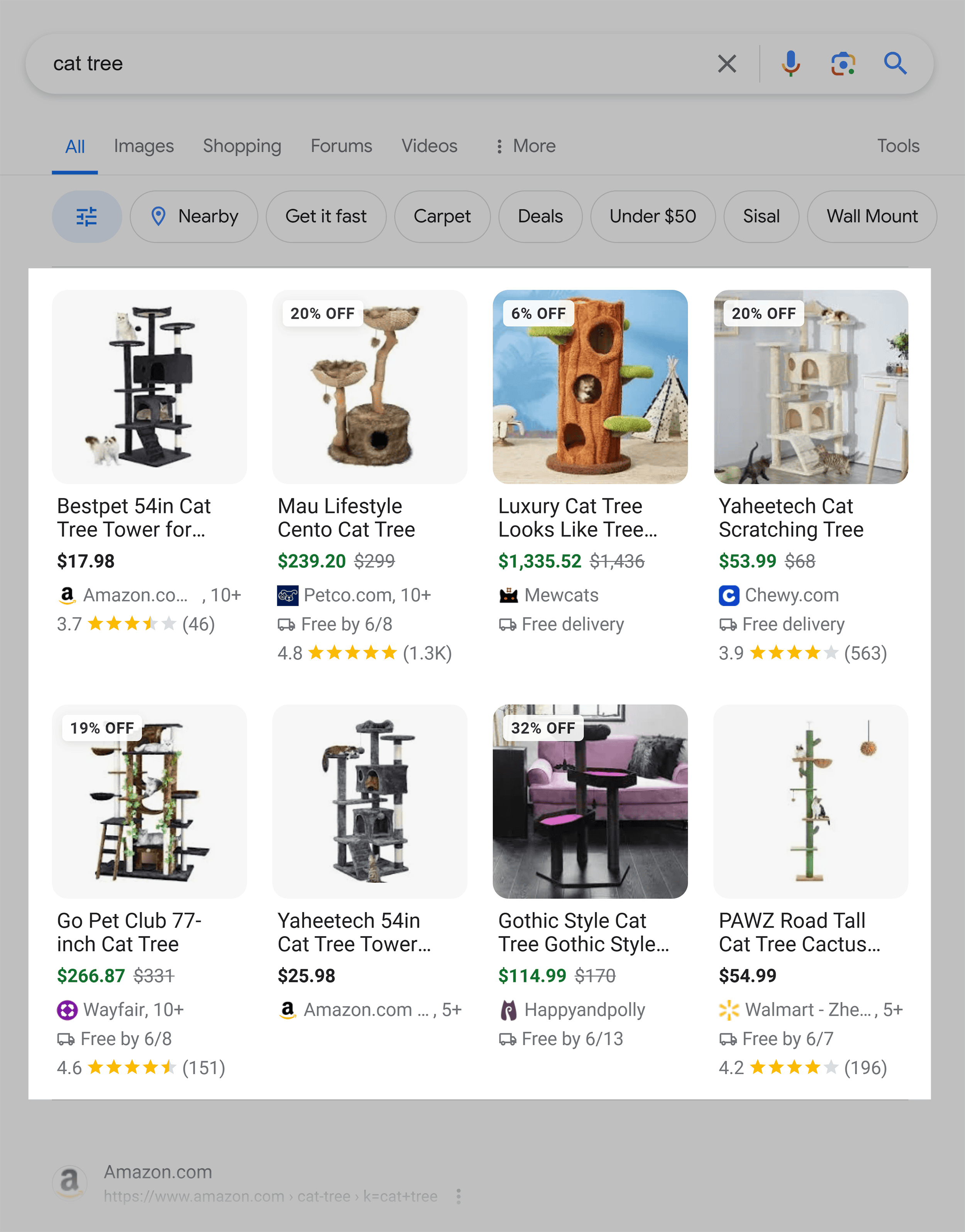 Google SERP – Cat tree
