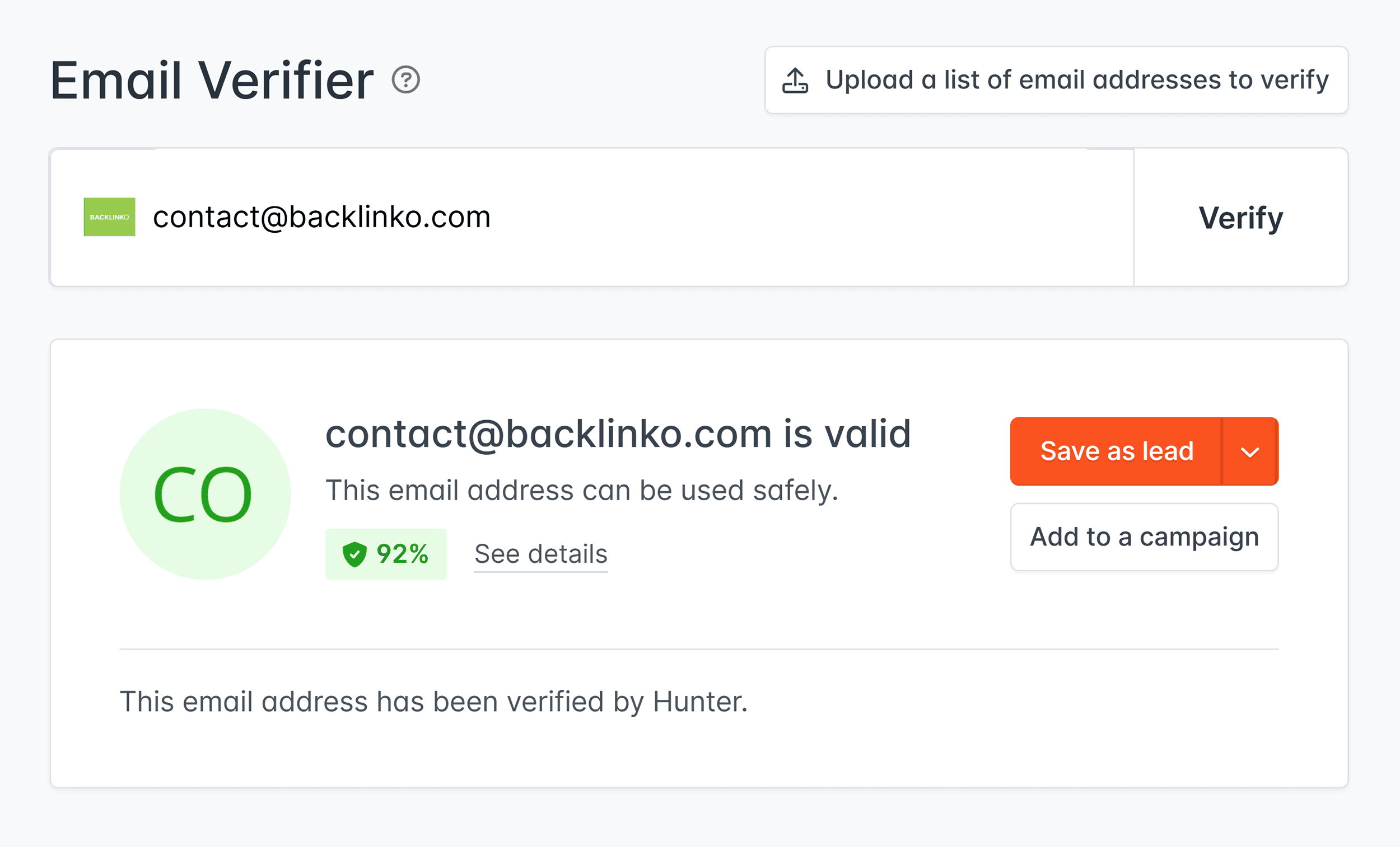 Hunter – Email Verifier