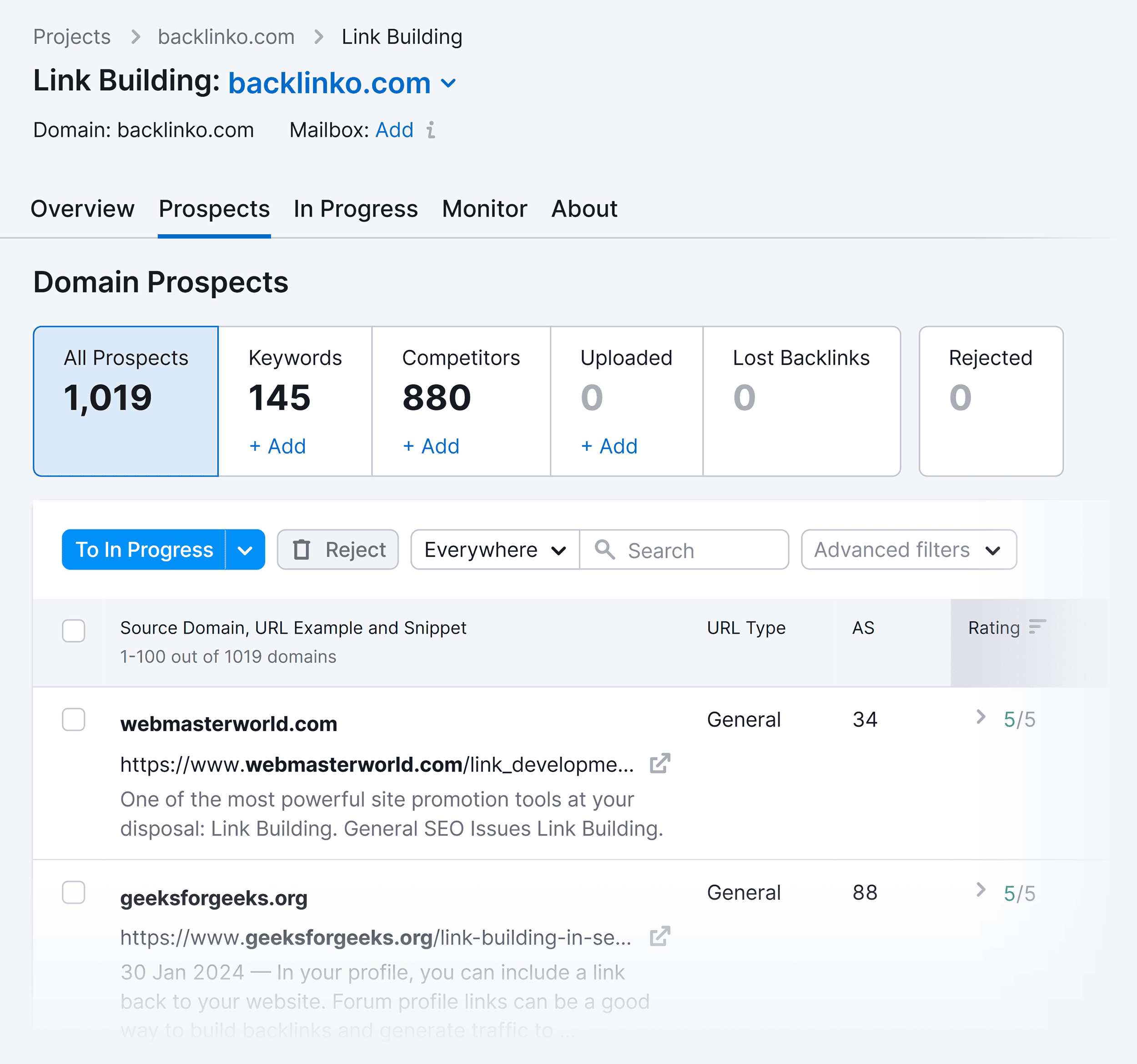 Link Building Tool – Prospects