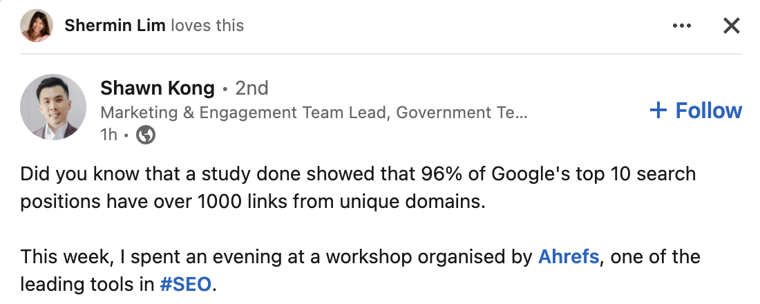 Online Reputation Management: A Beginner’s Guide | Shermin Lim Loves a post by a workshop attendee
