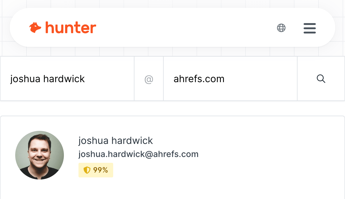 SEO Automation Tools: My 10 Favorites to Boost Productivity | Example of Hunter finding my email address