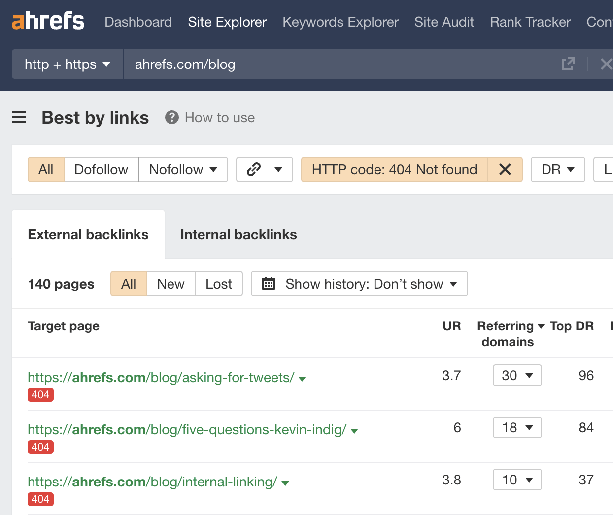 SEO Automation Tools: My 10 Favorites to Boost Productivity | Finding dead pages with links in Site Explorer's Best by Links report