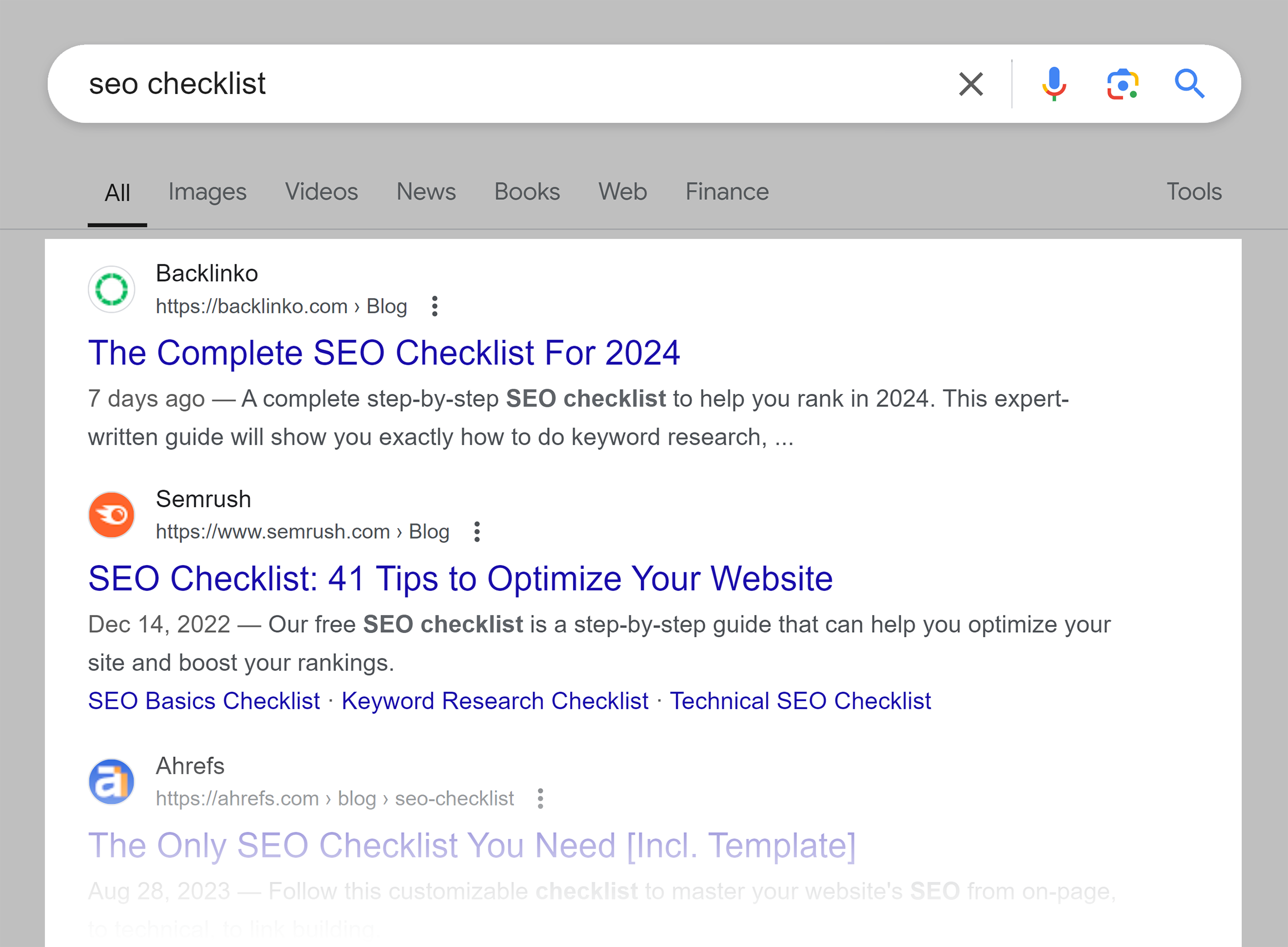 Google SERP – SEO Checklist