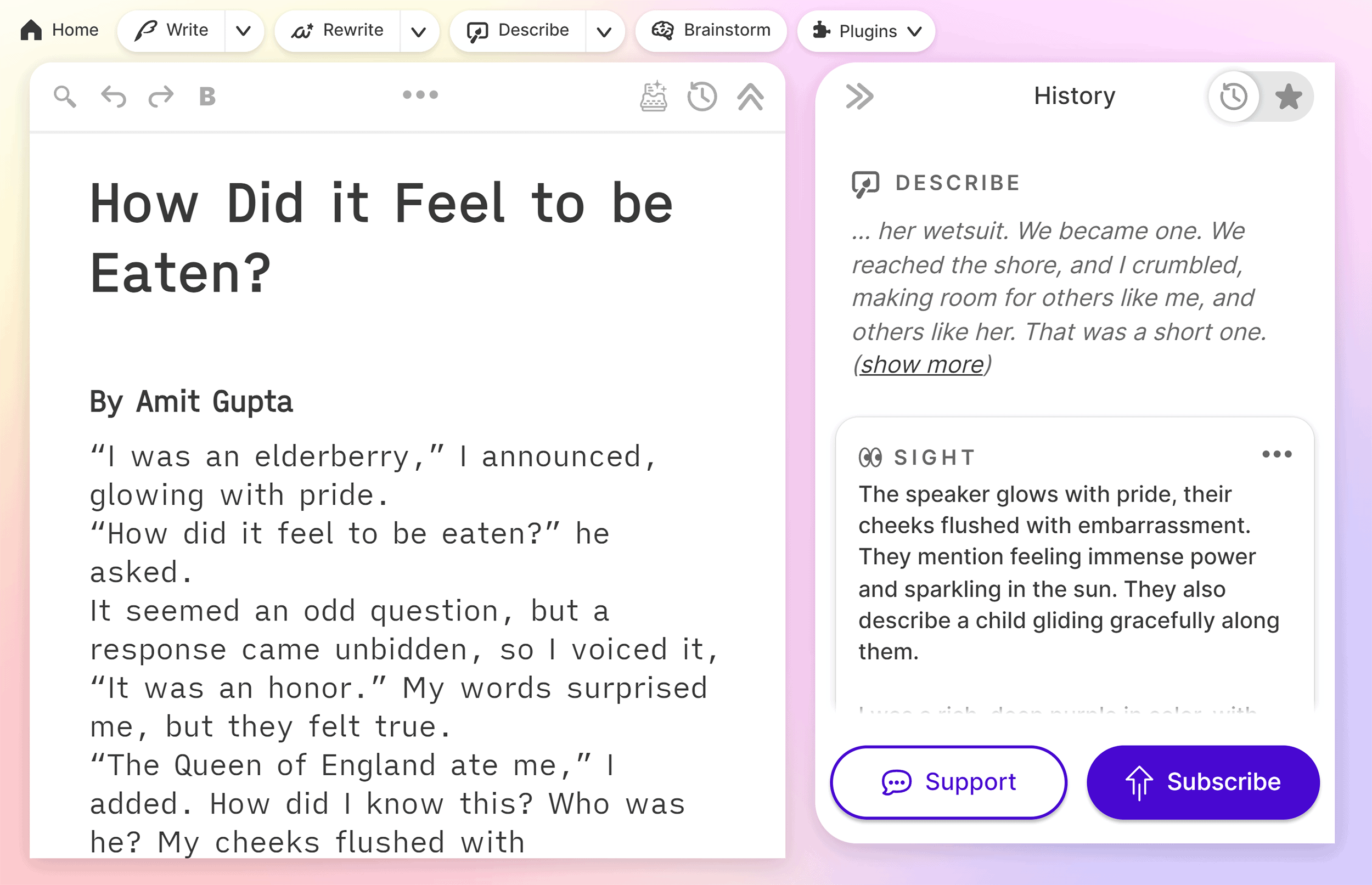 Sudowrite – Descriptive context Sudowrite – Descriptive context