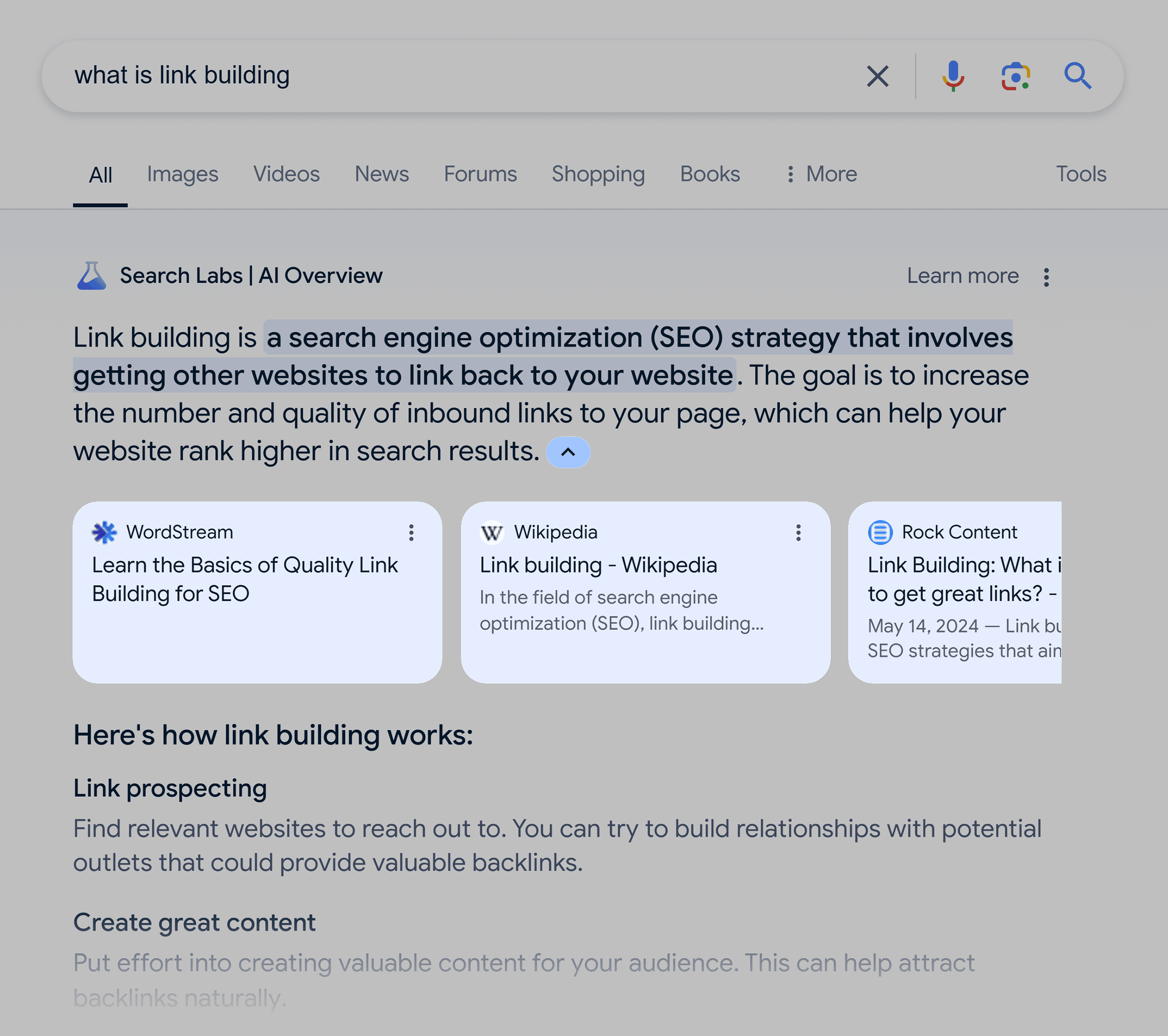 AI Overview – Link cards section AI Overview – Link cards section