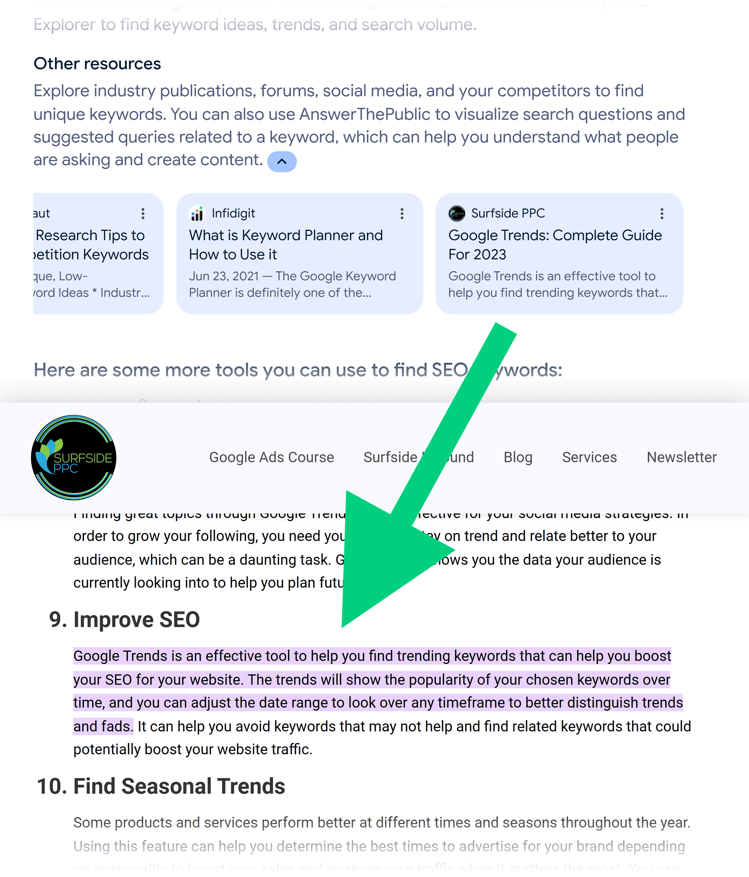 AI Overview – Link to website section AI Overview – Link to website section