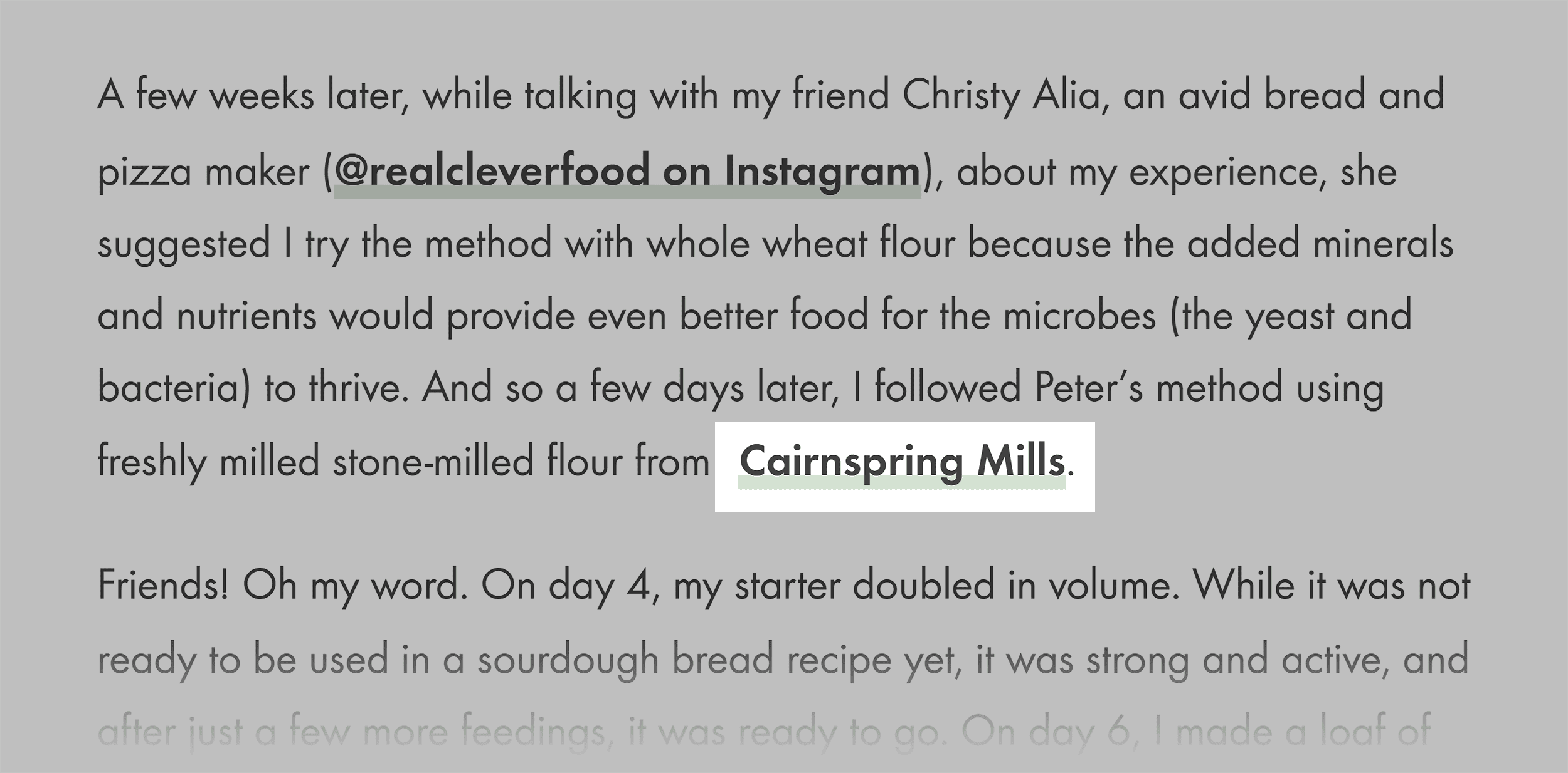 Alexandra Cooks – Cairnspring Mills backlink