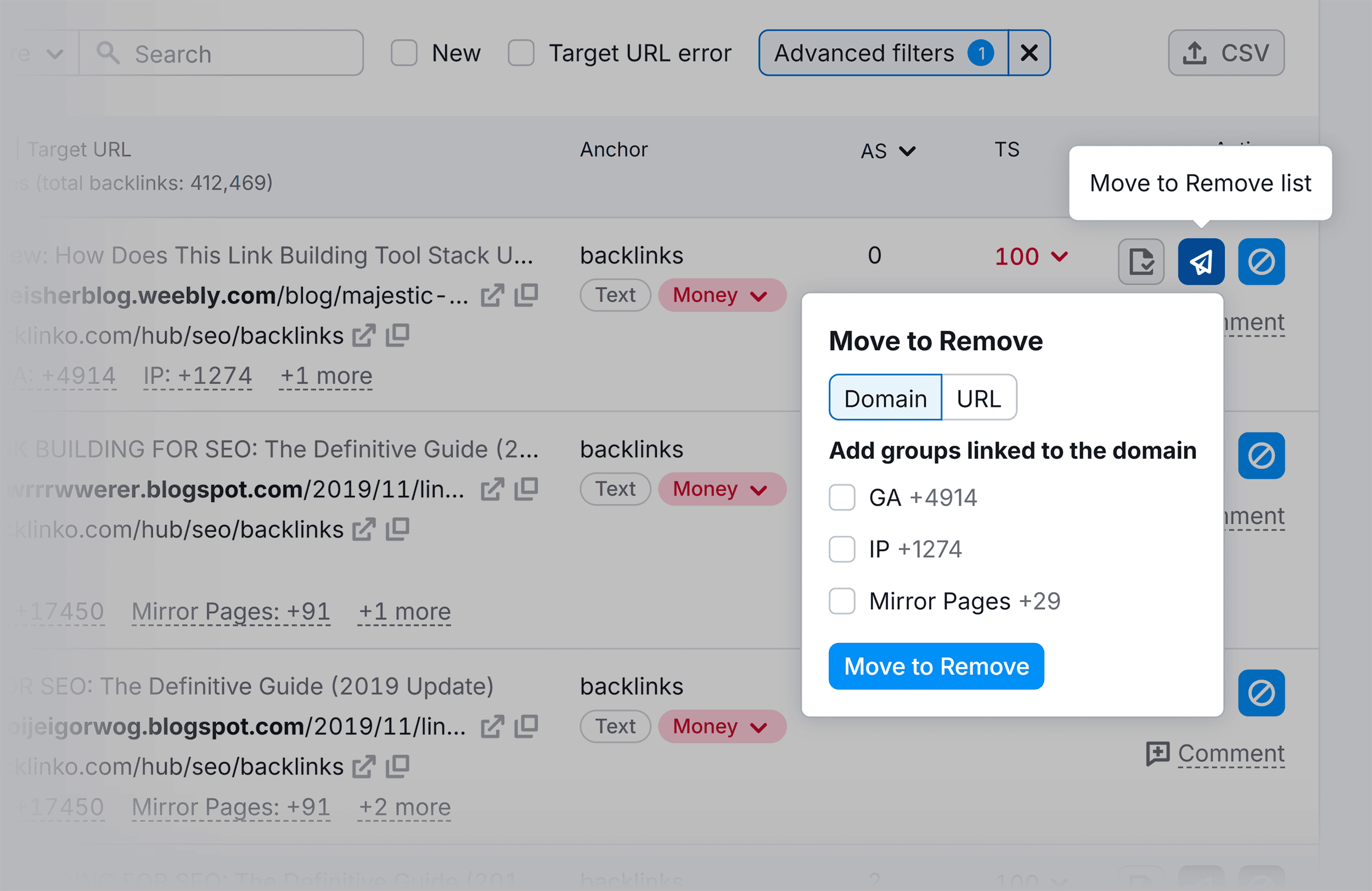 Backlink Audit – Remove individual links