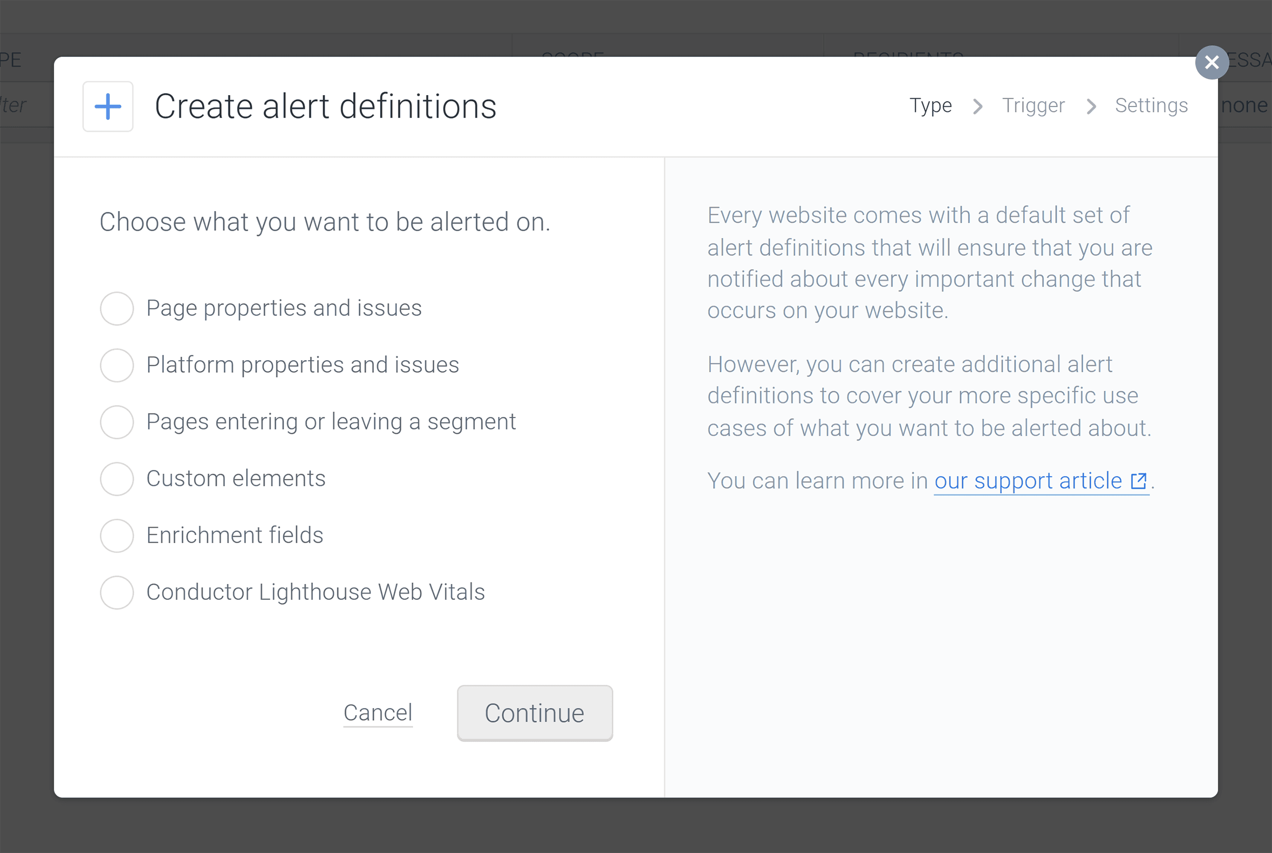 Conductor – Create alert definitions Conductor – Create alert definitions