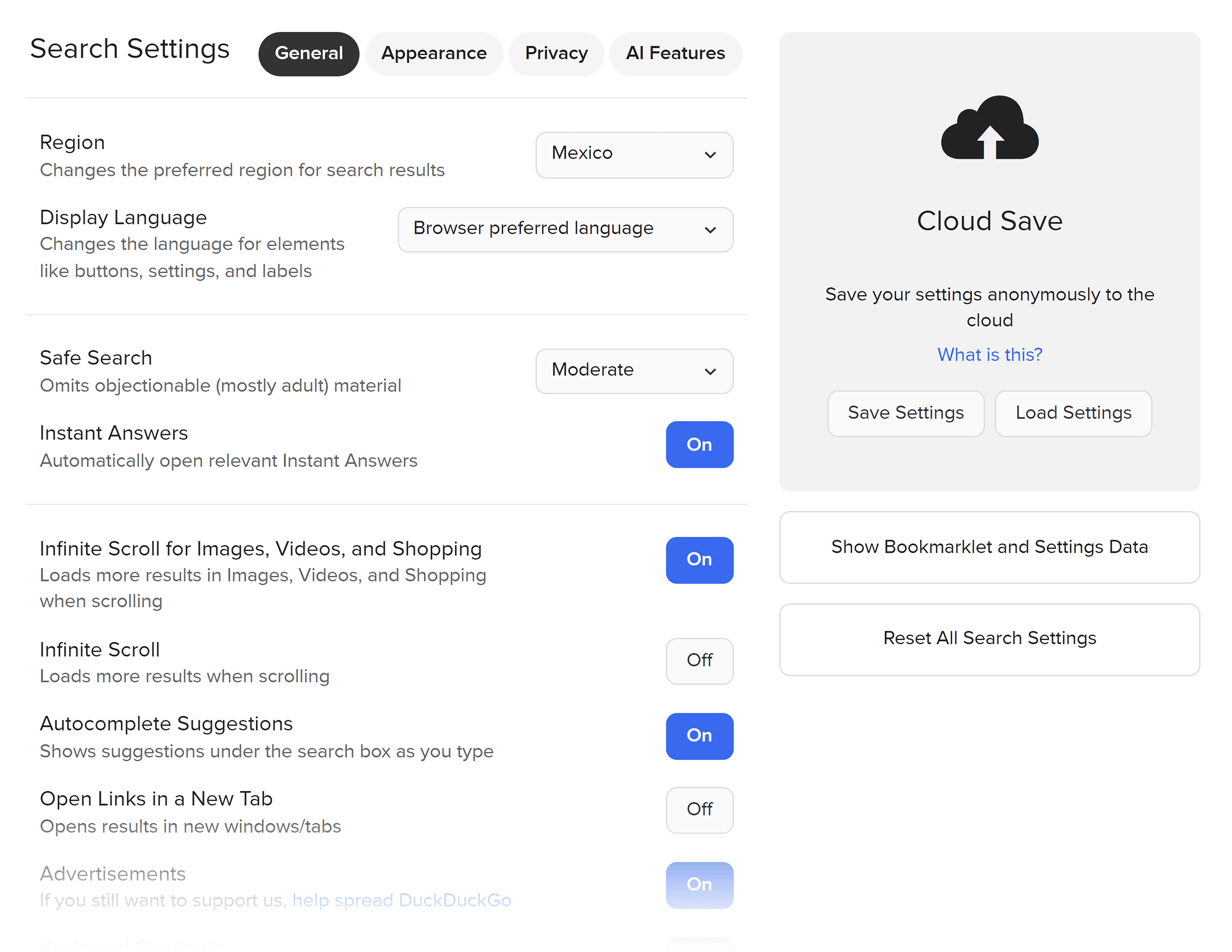 DuckDuckGo – Settings DuckDuckGo – Settings