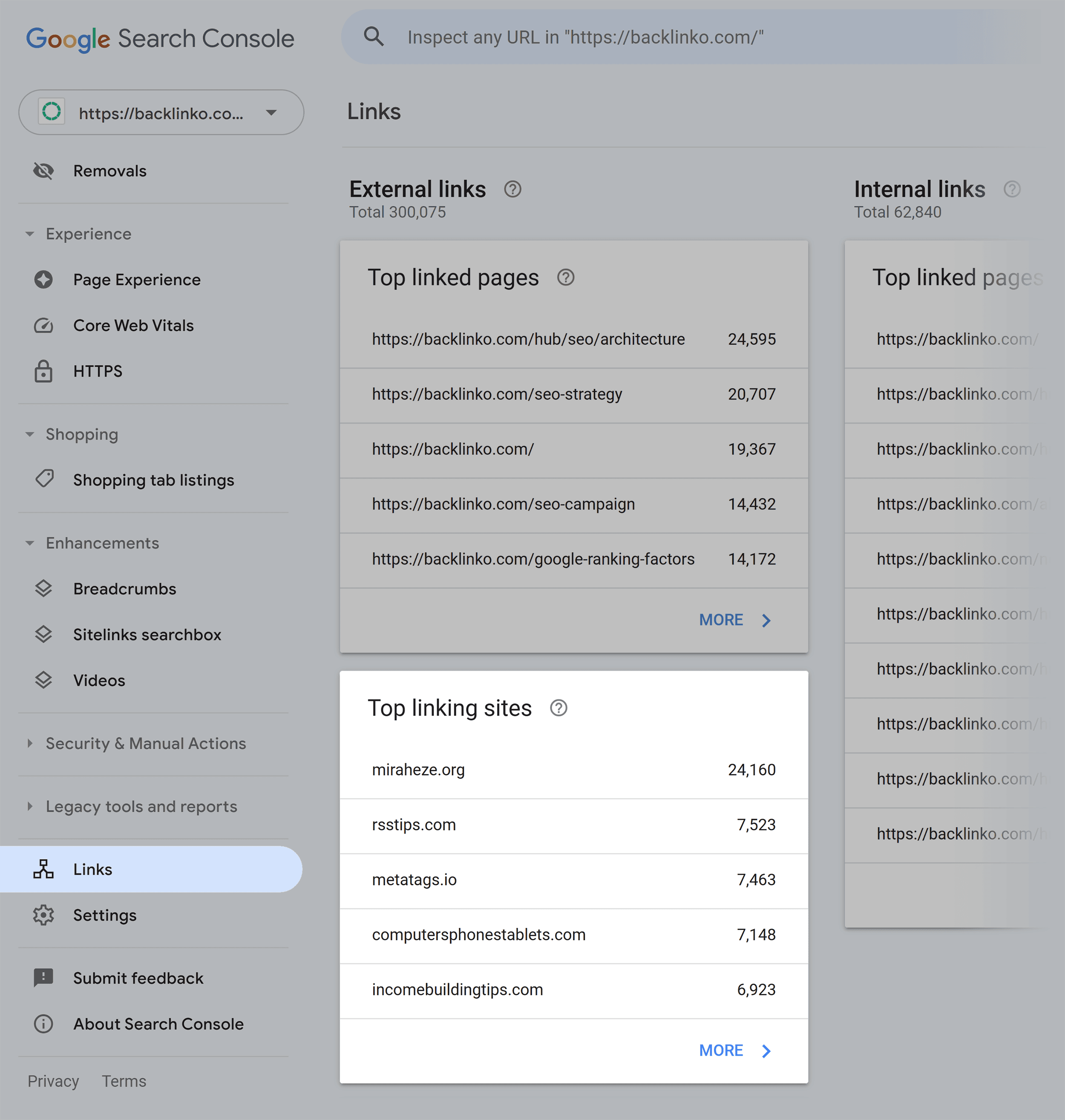 GSC – Links – Top linking sites