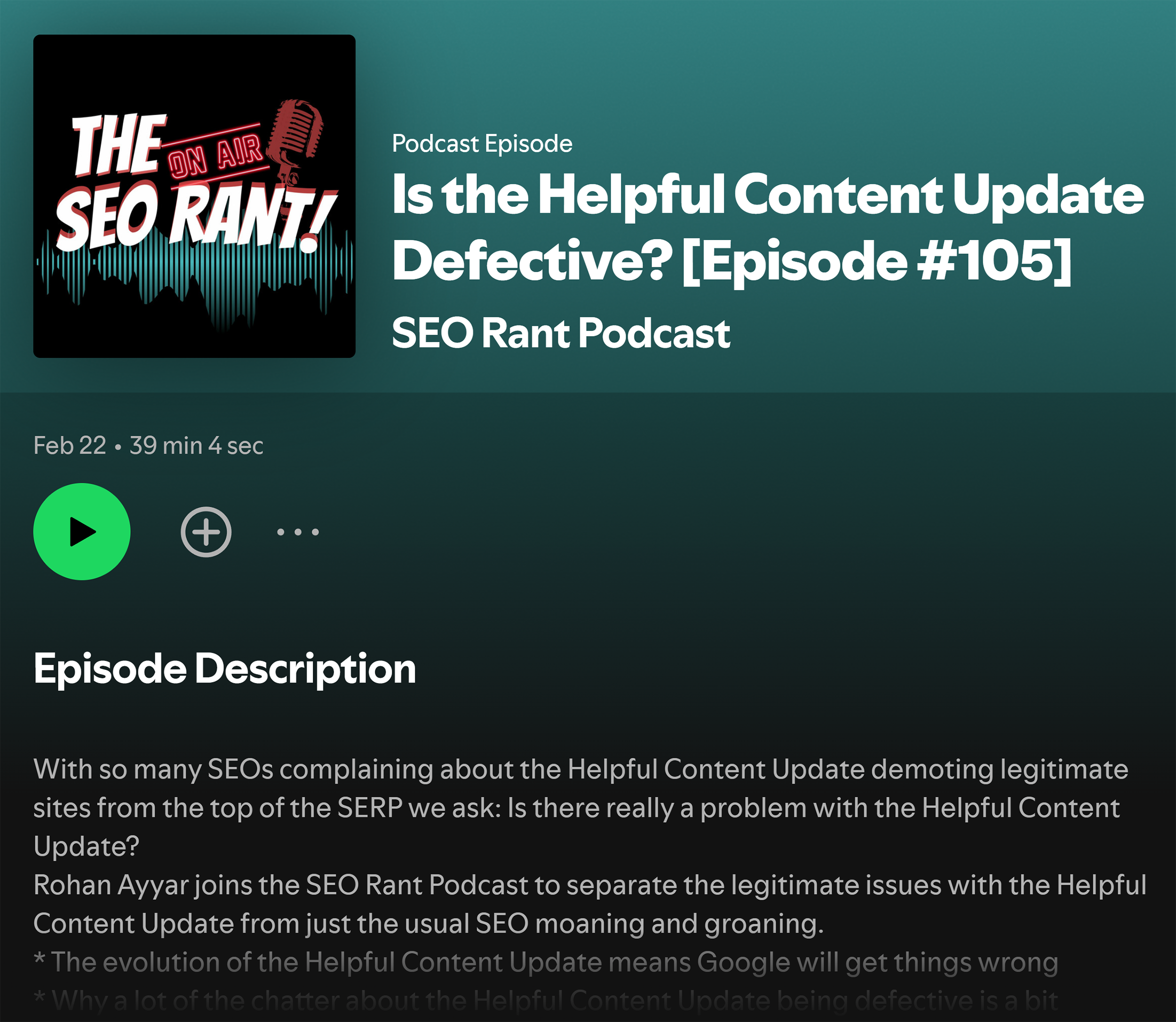 The SEO Rant – Spotify Podcast Episode The SEO Rant – Spotify Podcast Episode