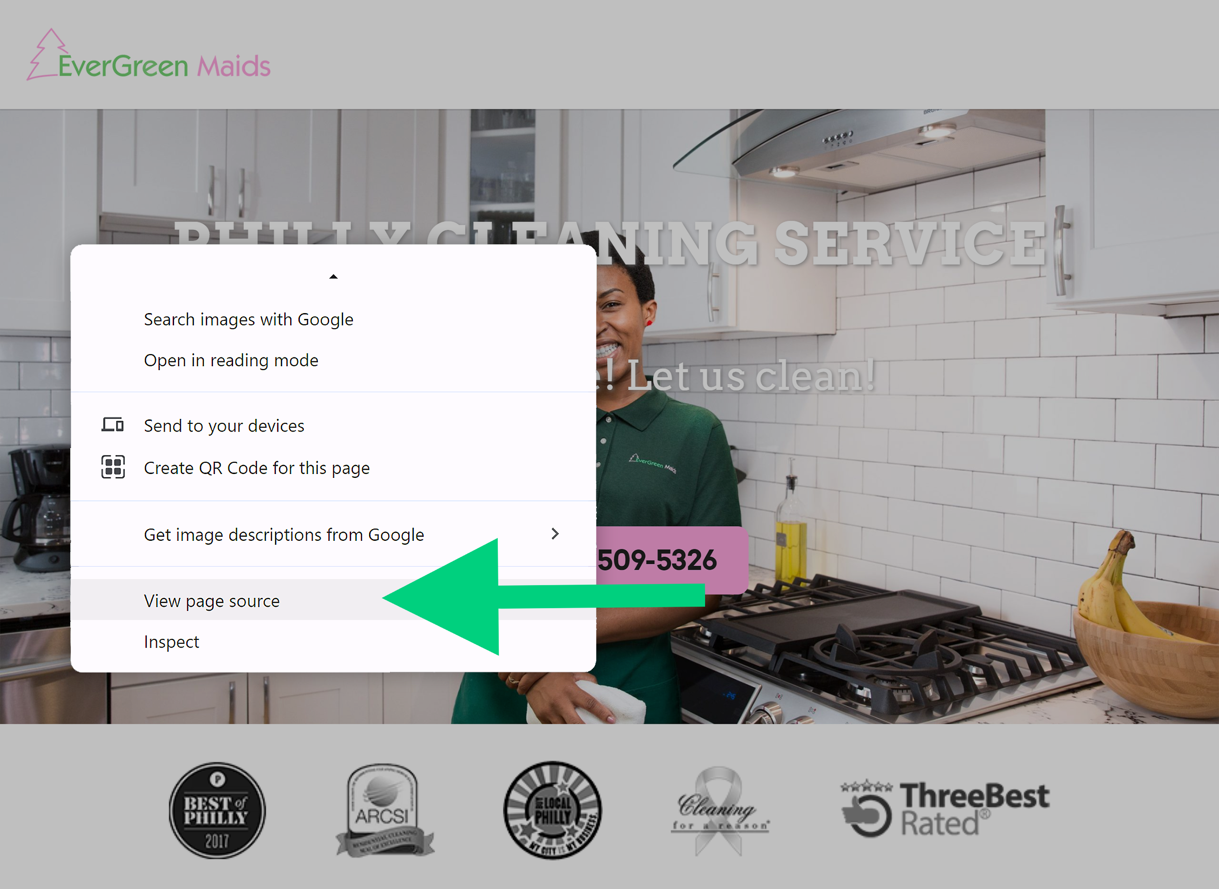 View page source – Option