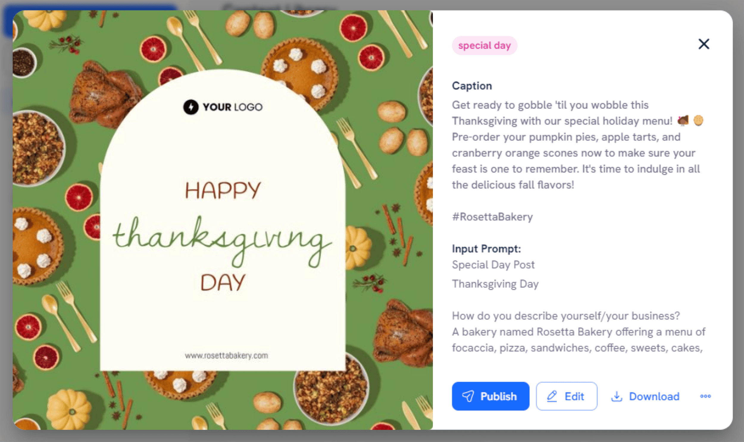 AI Social Content Generator – Thanksgiving Day