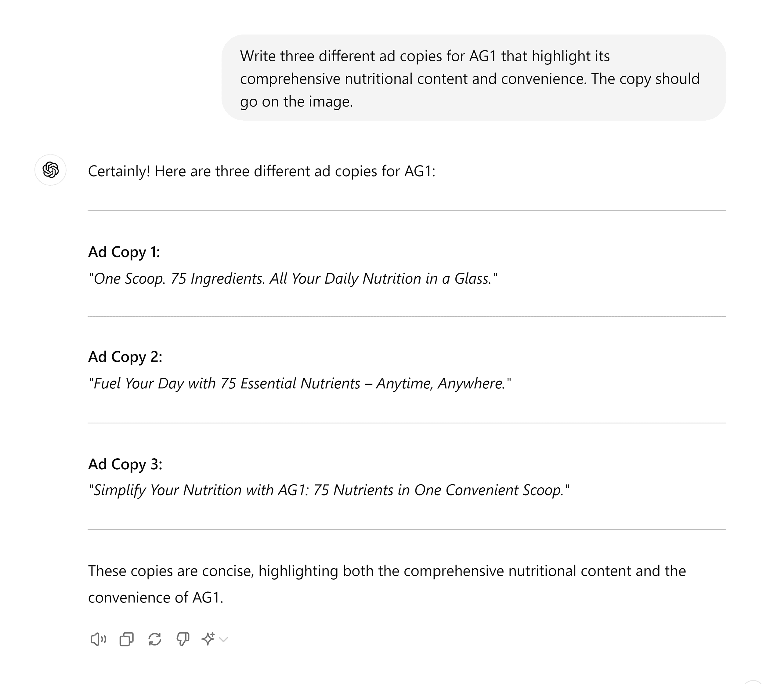 ChatGPT – Creative approach – Create ad copy