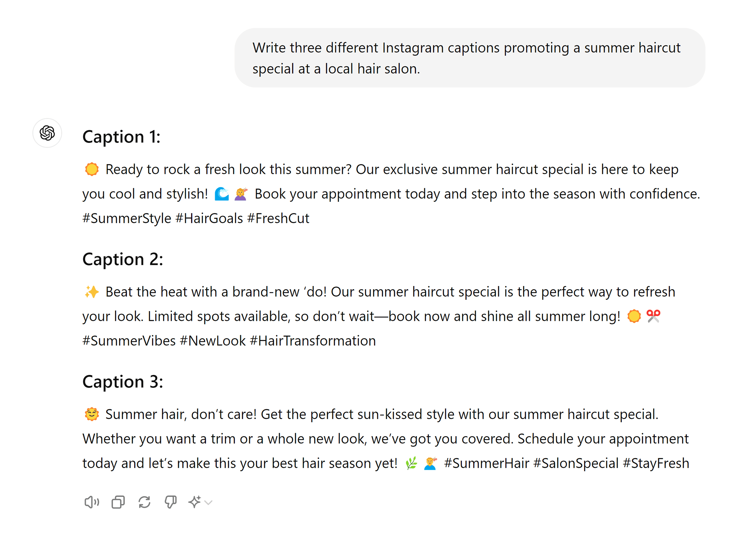 ChatGPT – Generate Instagram captions