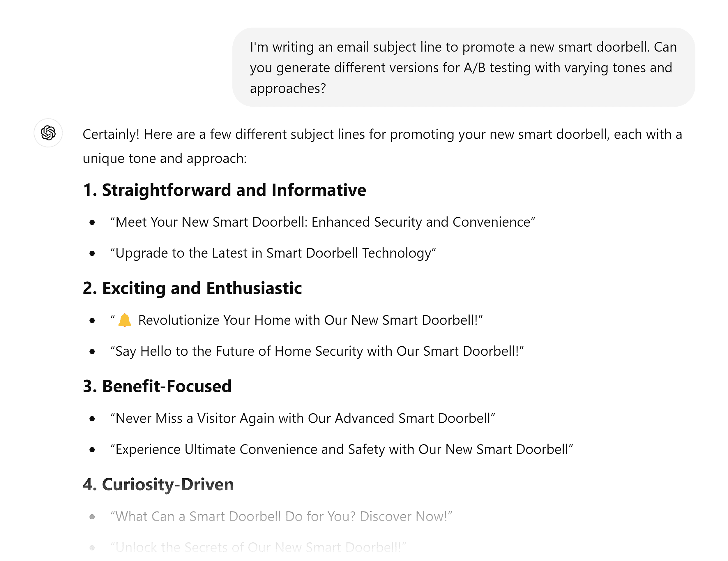 ChatGPT – Test email subject