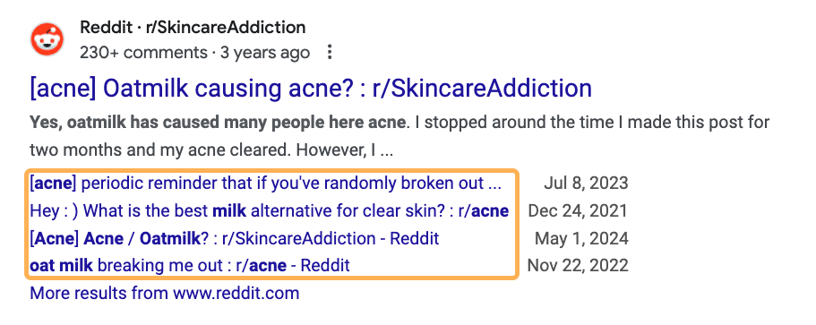 Advanced SEO: My Top 8 Tactics Shared By 107 SEOs | Example of Google Search results showing Reddit and how multiple people ask the same question in different ways.