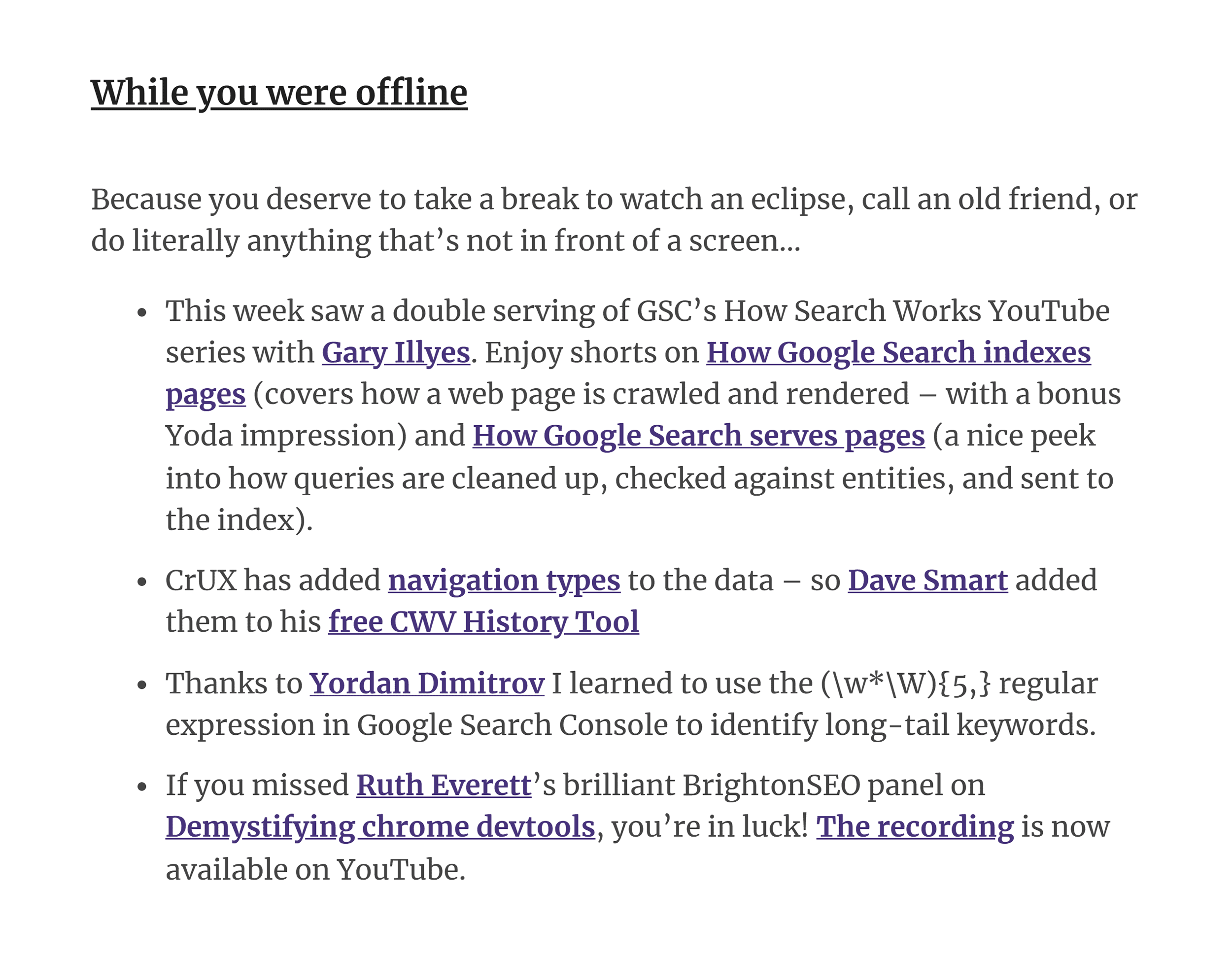 Rich Snippets – While you were offline