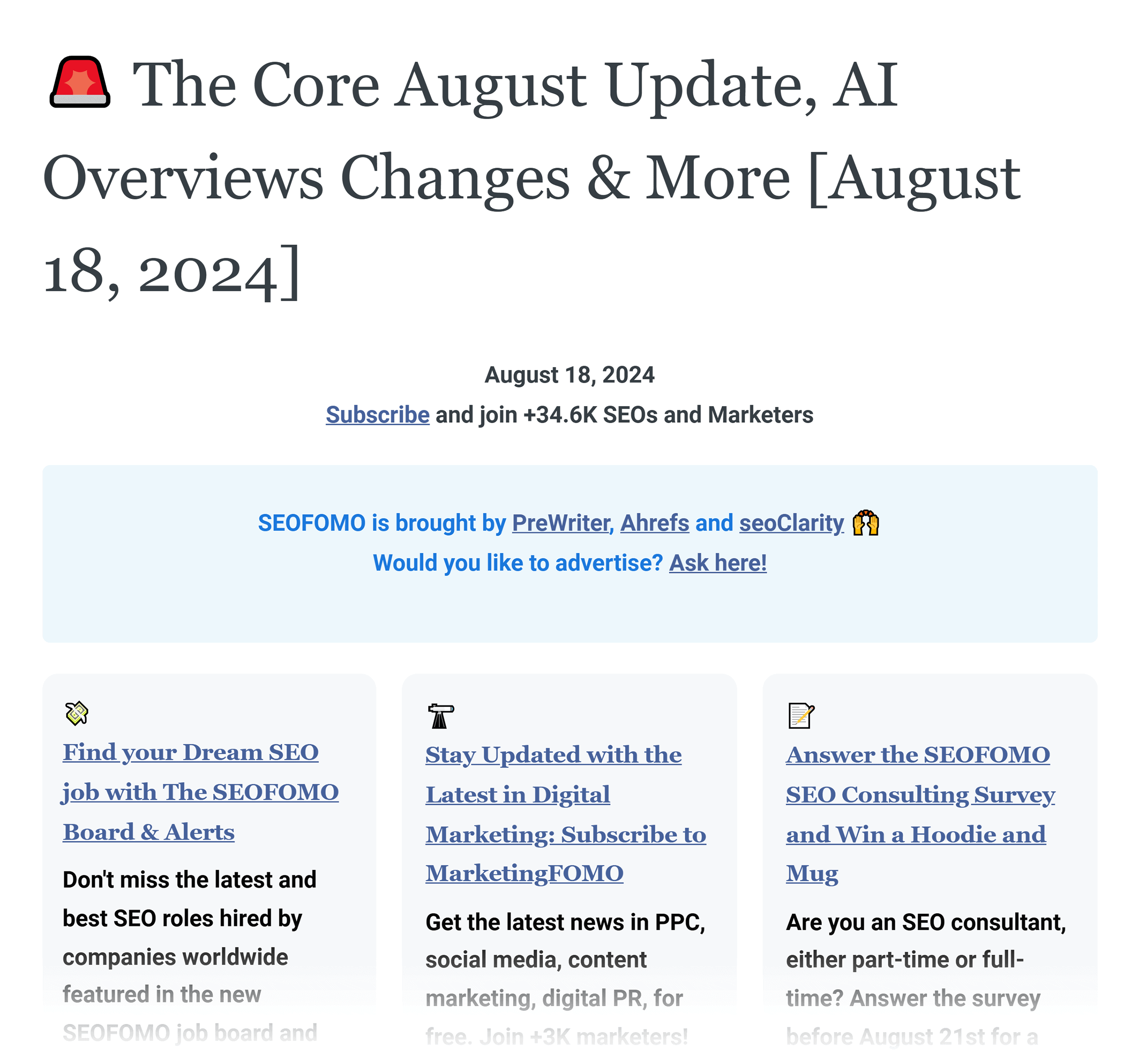 #SEOFOMO newsletter
