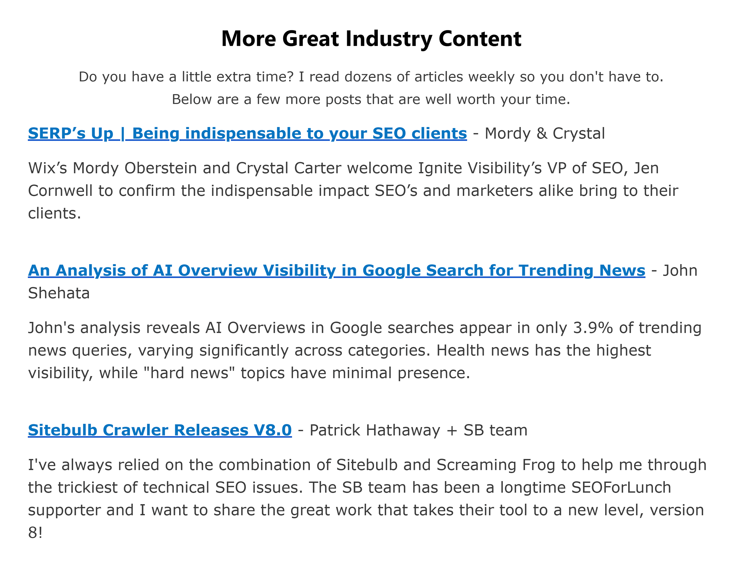 #SEOForLunch – Industry Content