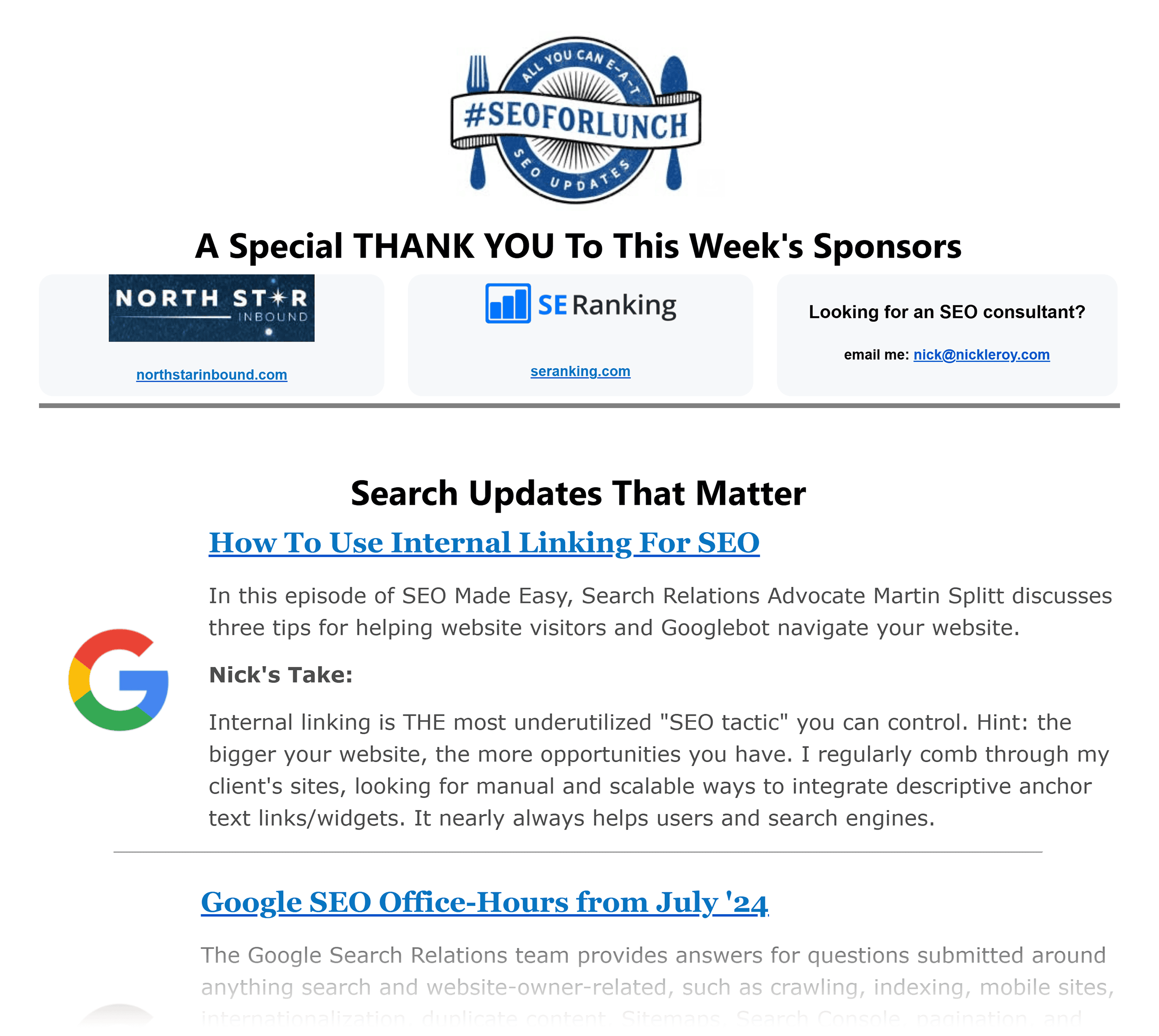 #SEOForLunch newsletter