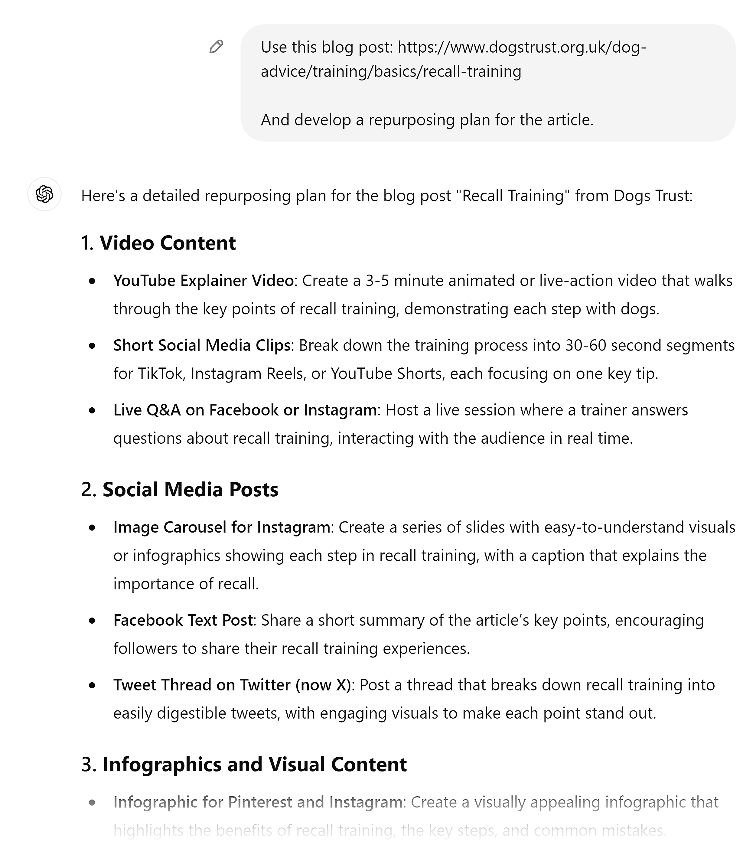 ChatGPT develop a repurposing plan for the article ChatGPT develop a repurposing plan for the article