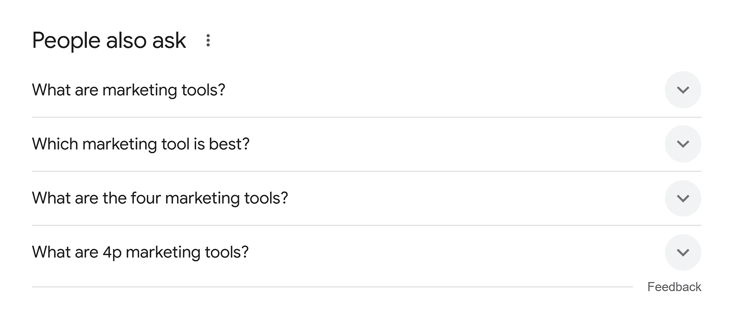 Google SERP – People also ask – Marketing tools Google SERP – People also ask – Marketing tools