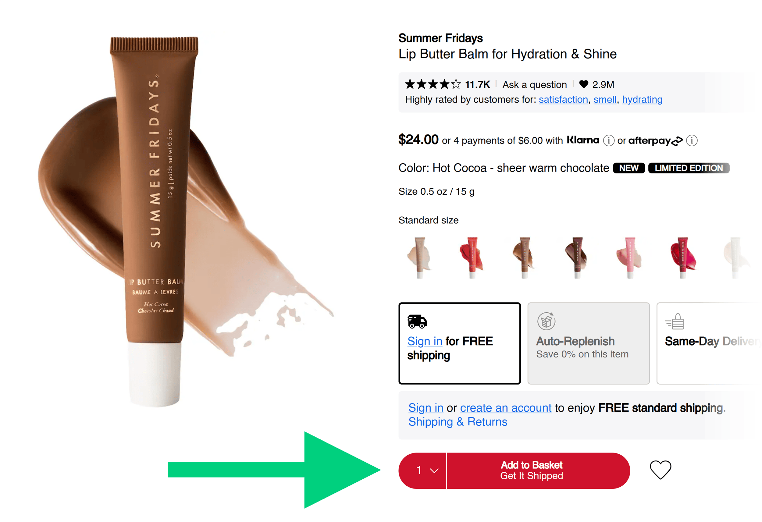 Sephora product – Call to action Sephora product – Call to action