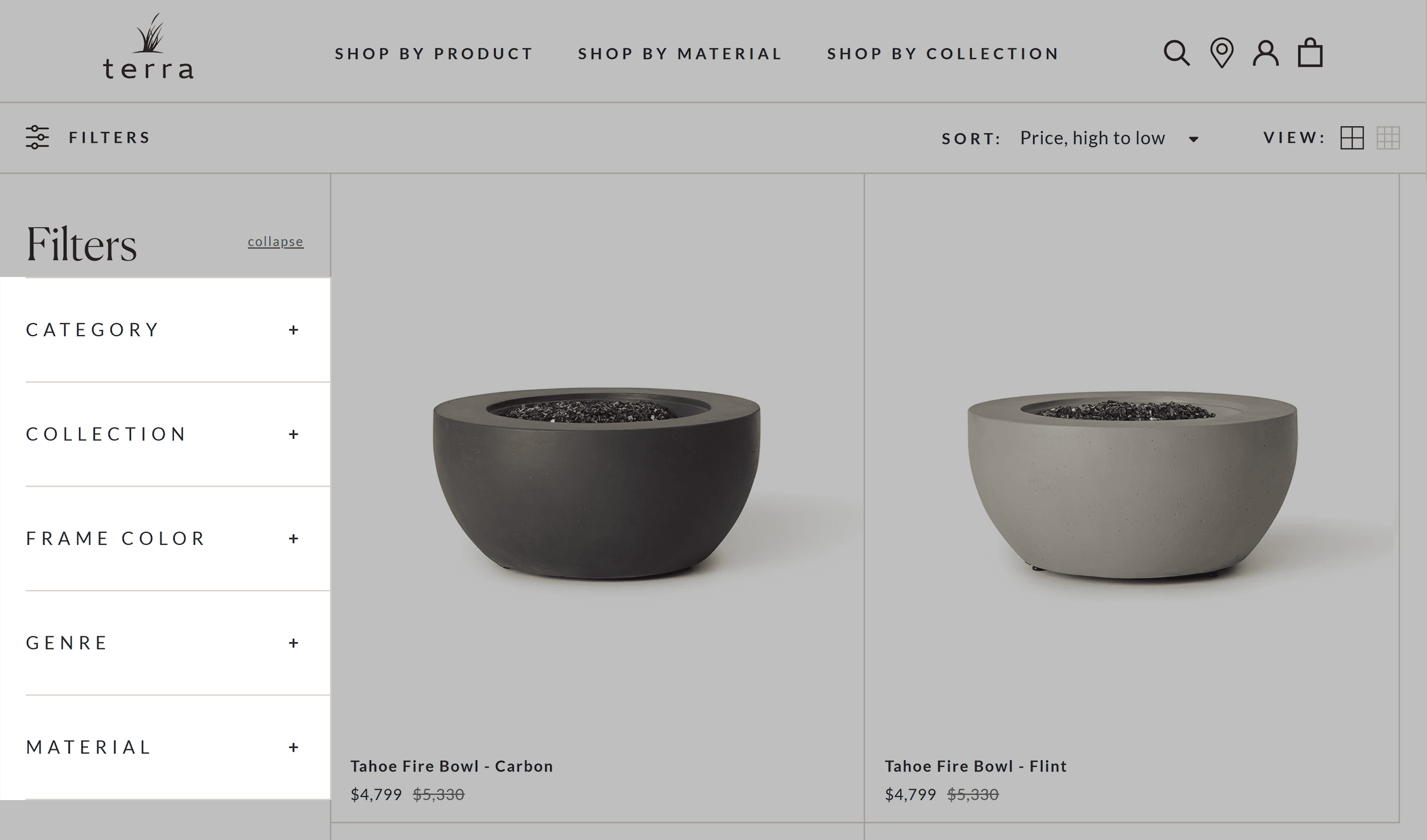 Terra Outdoor – Products filter options Terra Outdoor – Products filter options