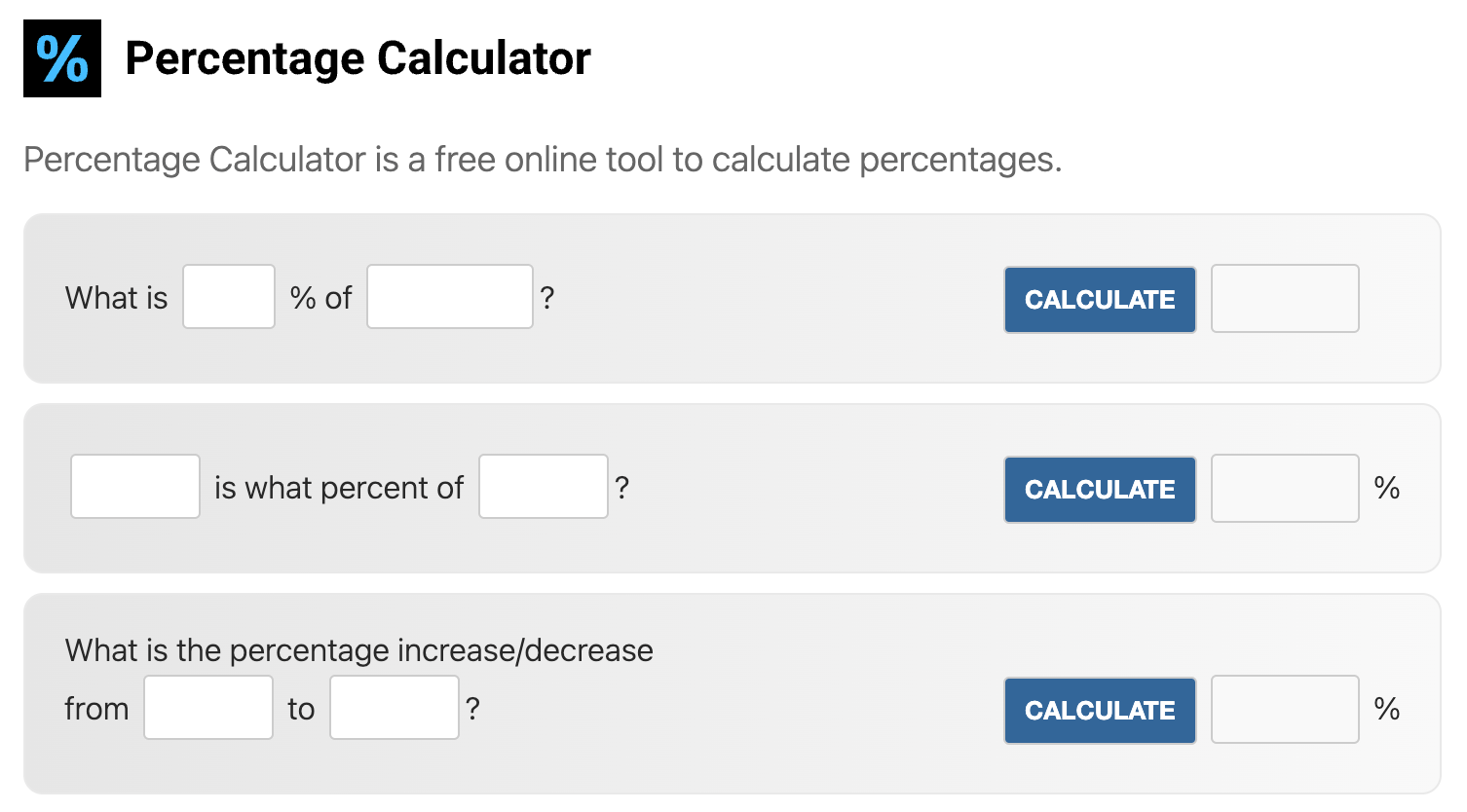 8 Websites Driving Insane Traffic Using… Calculators | Percentage Calculator Screenshot